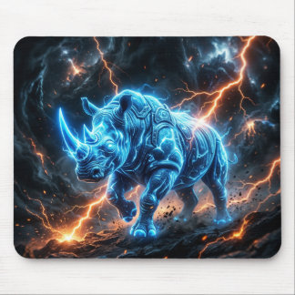 Mousepad Rinoceronte Azul Ártico Com Relâmpago Laranja