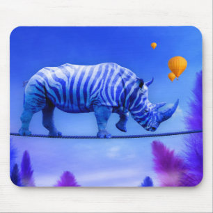 Mousepad Rinoceronte azul que anda na corda