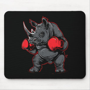 Mousepad Rinoceronte Boxeando Com Luvas de Boxe Kickboxing
