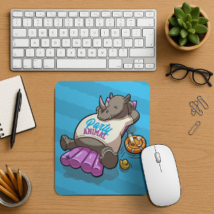 Mousepad Rinoceronte Divertido Animal de Festa Piscina Infl