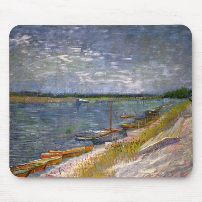 Mousepad Rio e Barcos Removendo Van Gogh Belas Arte (Frente)