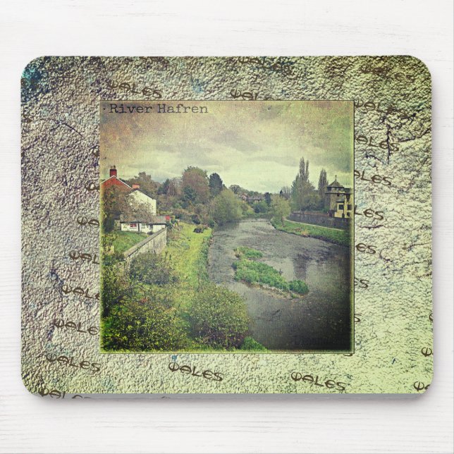 Mousepad Rio Hafren em Newtown, Powys, Gales (Frente)