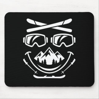 Mousepad Riso esqui rosto sorriso óculos montanha snowboard
