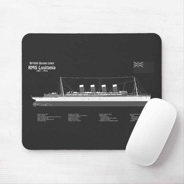 Mousepad RMS Lusitania - Planos de Projeto de Embarcação PB (Com mouse)