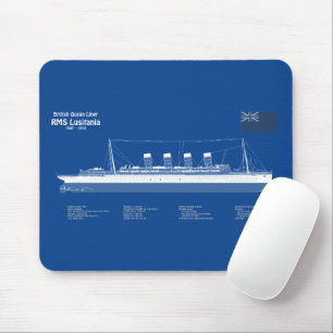 Mousepad RMS Lusitania - planos de projeto de navio ABD