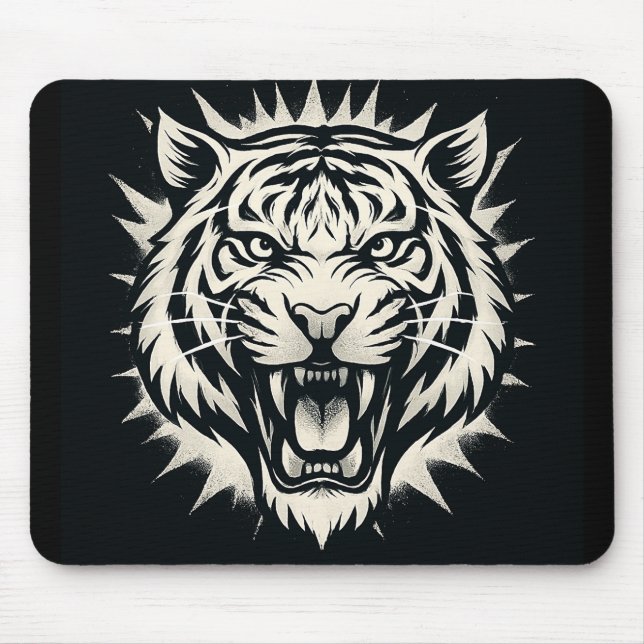 Mousepad Roaring Tiger Head Illustration (Frente)