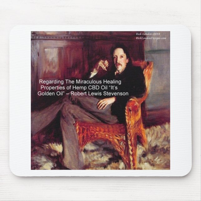 Mousepad Robert Louis Stevenson & Quote CBD é óleo de Ouro (Frente)