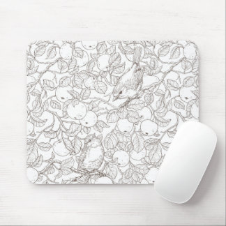 Mousepad Robins in the apple tree/umber and white