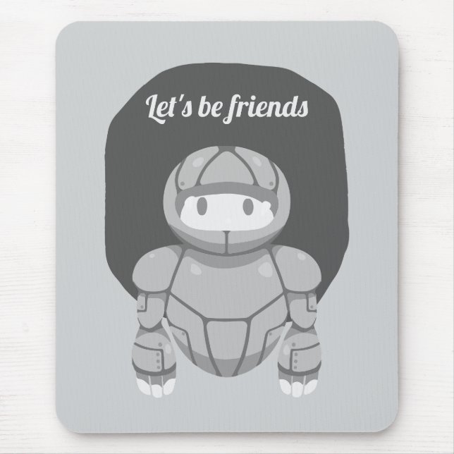 Mousepad Robô cinza em cinza é amigável (Frente)