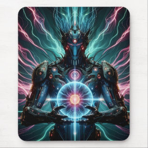 Mousepad Robô Futurista Núcleo Cósmico Cyberpunk