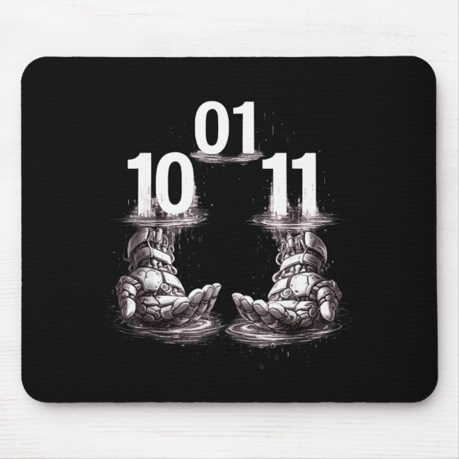 Mousepad robô mãos engraçadas 01 10 11 robo  (Frente)