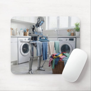 Mousepad Robô Passando Roupas a Ferro