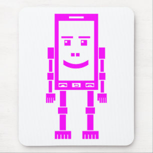 Mousepad Robo Phone - Magenta em Branco