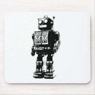 Mousepad Robô preto e branco do vintage