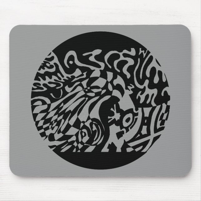 Mousepad "Robot Dreams" Arte Abstrato B&W (Frente)