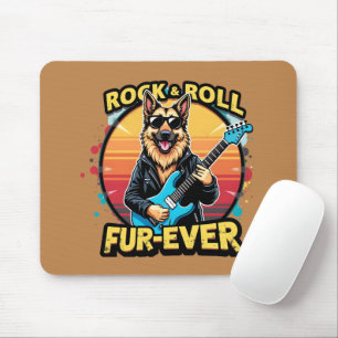 Mousepad Rocha e Roll German shepherd Retro Arte Sunset
