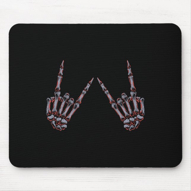 Mousepad Rocha Sobre Mãos De Esqueleto De Rocha E Roll - Pa (Frente)