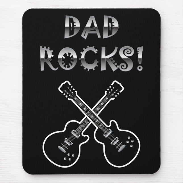 Mousepad Rochas do pai!  Guitarra pretas & brancas (Frente)