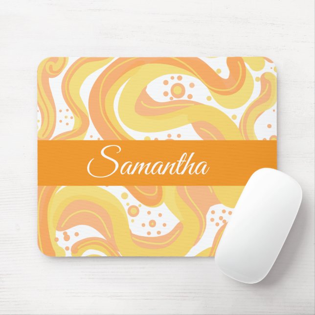 Mousepad Rochas Laranja E Amarelo Com Pontos (Com mouse)