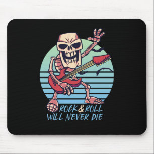 Mousepad Rock and Roll Nunca Morre Retro Rockstar Halloween