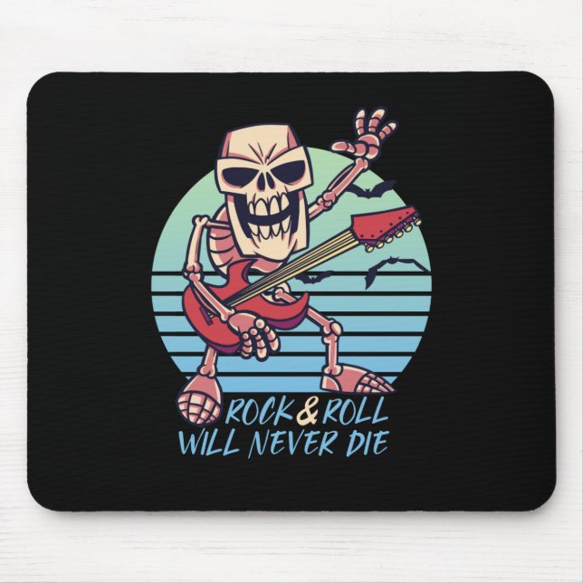 Mousepad Rock and Roll Nunca Morre Retro Rockstar Halloween (Frente)