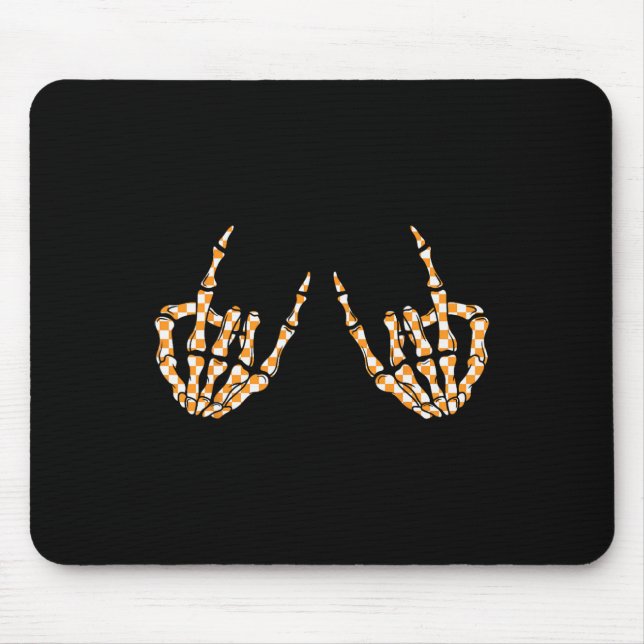Mousepad Rock On Halloween Checkered Patterno Mão (Frente)