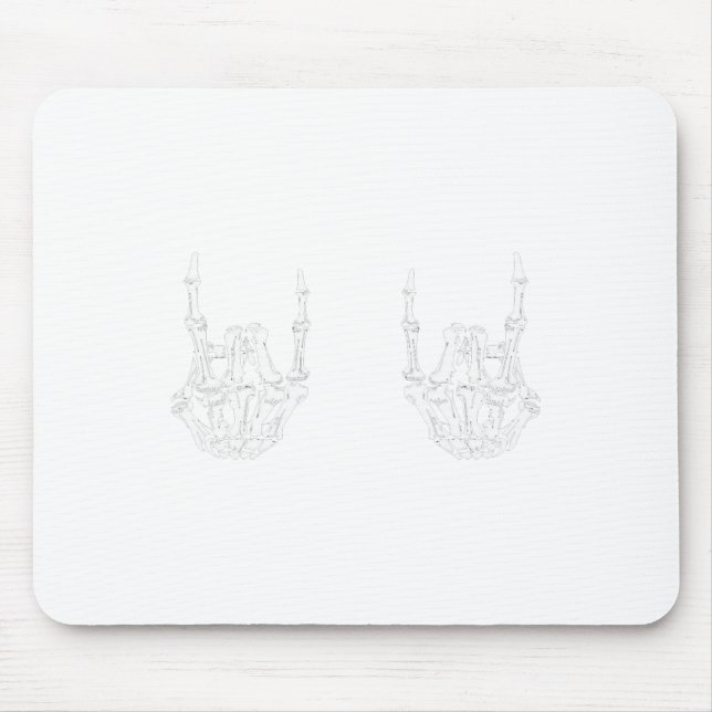 Mousepad Rock On Rock Star Skeleton Mãos Frio (Frente)