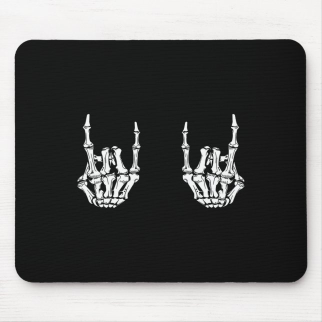 Mousepad Rock On Rock Star Skeleton Mãos Frio (Frente)