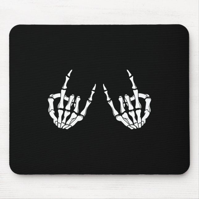Mousepad Rock On Rock Star Skeleton Mãos Rocker Spooky Hal (Frente)