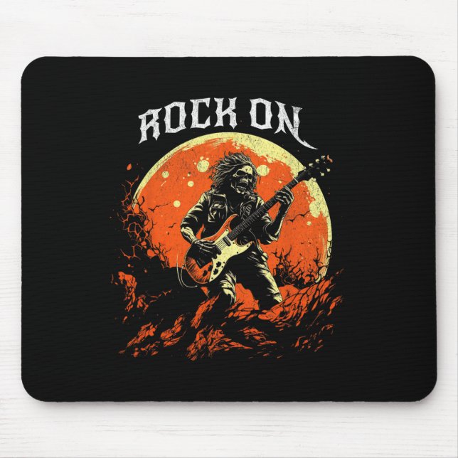Mousepad Rock On Skeleton Tocando Violão Rock And Roll Hall (Frente)
