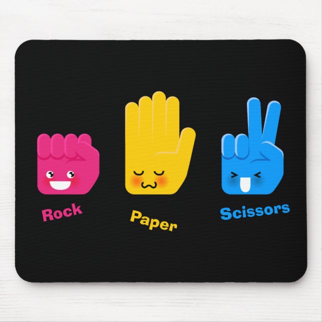 Mousepad Rock, Papel, Jogo de Tesoura (Frente)