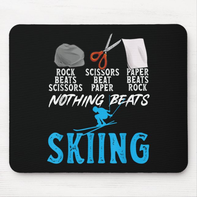 Mousepad Rock Paper Scissors Nothing Beats Skiing _1  (Frente)