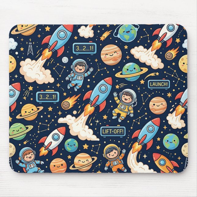 Mousepad Rocket Rocket Tapete de Mouse – Padrão de Foguete  (Frente)