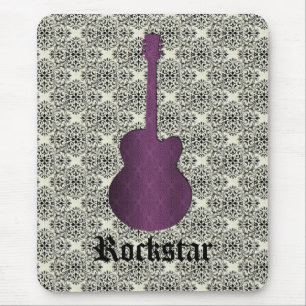 Mousepad Rockstar Damask Guitar Mousepad, Violet