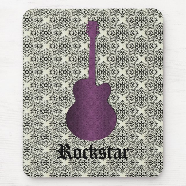 Mousepad Rockstar Damask Guitar Mousepad, Violet (Frente)