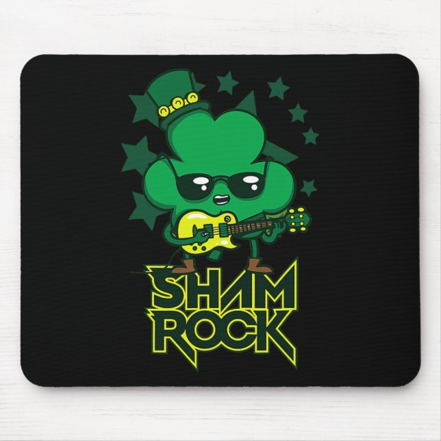 Mousepad Rockstar Shamrock E Ruas Roll Fun Patrick Day Vint (Frente)