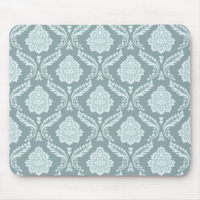 Mousepad Rococo Damask Rpt Padrão Ovo de Pato Azul+Turquesa (Frente)