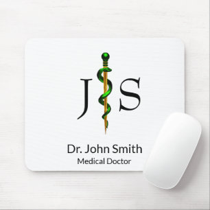 Mousepad Rod Dourado Verde de Asclepius Medicina à Base de 