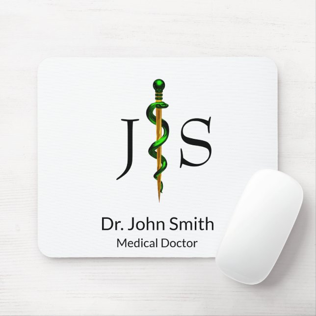Mousepad Rod Dourado Verde de Asclepius Medicina à Base de  (Com mouse)