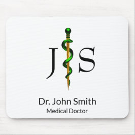 Mousepad Rod Dourado Verde de Asclepius Medicina à Base de