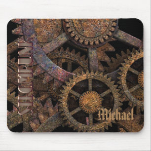 Mousepad Roda Dentada e Engrenagens Steampunk Personalizada