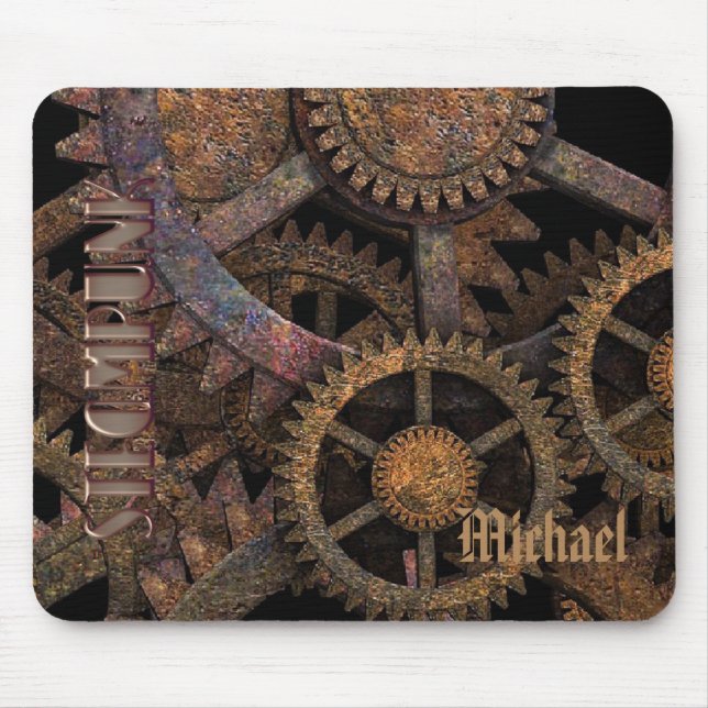 Mousepad Roda Dentada e Engrenagens Steampunk Personalizada (Frente)