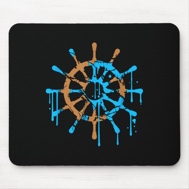 Mousepad Roda Do Leme Do Navio Marinheiro Grafite Gotículas (Frente)
