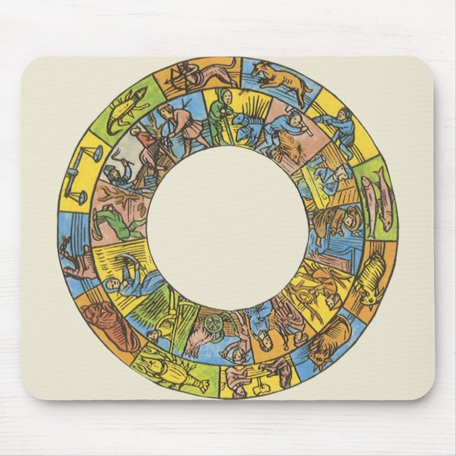 Mousepad Roda do Zodíaco Astrológico Celestial Vintage (Frente)
