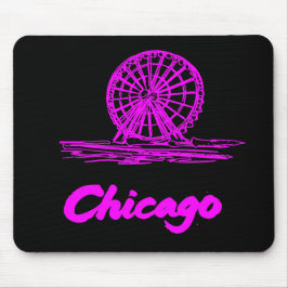 Mousepad Roda-gigante do Chicago Navy Pier Neon Rosa