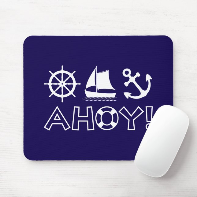 Mousepad Roda, veleiro, Anchor Ahoy! Branca (Com mouse)