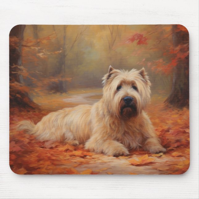 Mousepad Rodas Terrier no outono Folhas caem inspiração (Frente)