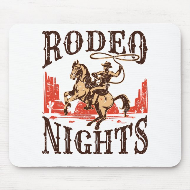 Mousepad Rodeo Nights Cowboy Cowgirl Western Country (Frente)