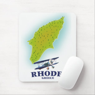 Mousepad Rodes, poster de viagens do mapa da ilha Grécia.