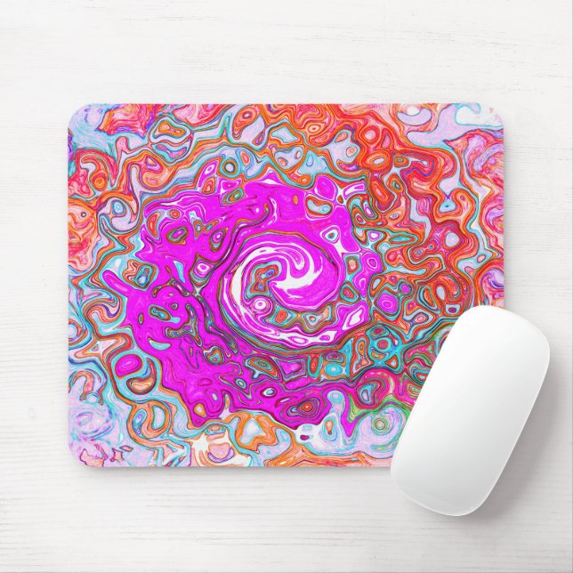 Mousepad Rodovalho Abstrato da Groovy Roxo e Laranja (Com mouse)